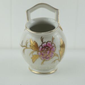 Arnart Japanese Bone China Sugar Bowl Pink Roses Gold Embossed Vintage